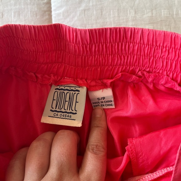 Vintage 80s 90s Silk High Waisted Bright Coral Red Shorts S - Picture 4 of 13